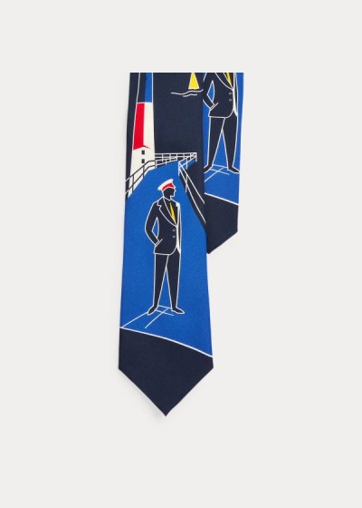 Men's Ralph Lauren Lighthouse-Print Silk Ties | 743180IDG